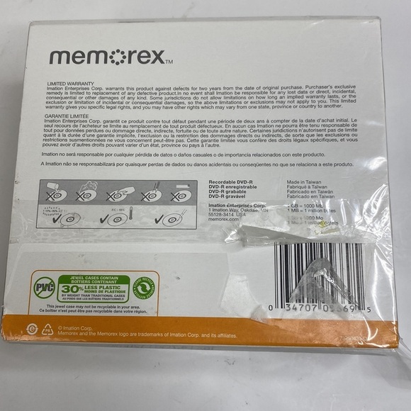 NEW Memorex DVD-R 10/Pk 16X 4.7GB/Go 120min - Picture 3 of 4